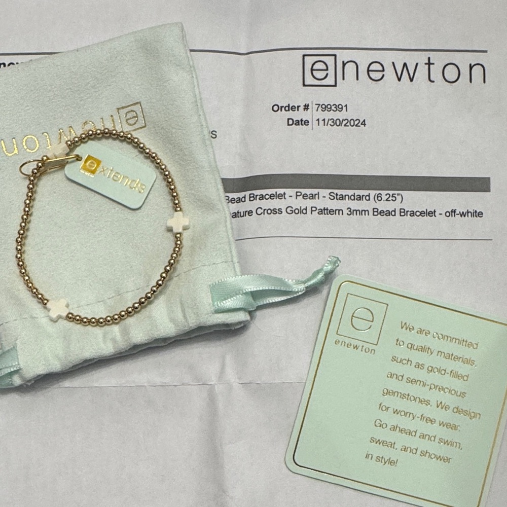 eNewton Gold Bead Bracelet with White Accents